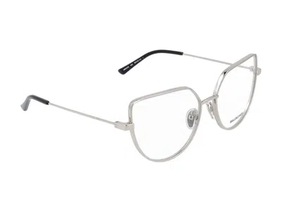 Shop Balenciaga Eyeglasses In Silver Silver Transparent