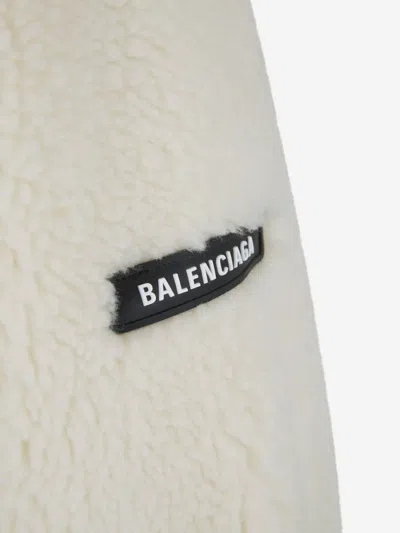 Shop Balenciaga Faux Fur Bomber Jacket In Beix