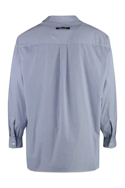 Shop Fendi Short Sleeve Cotton Shirt In Blue