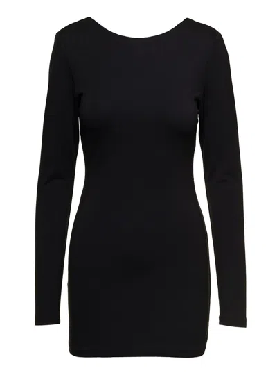 Shop Rotate Birger Christensen Black Mini Fitted Dress With Cut-out Details On The Back In Viscose Woman Rotate