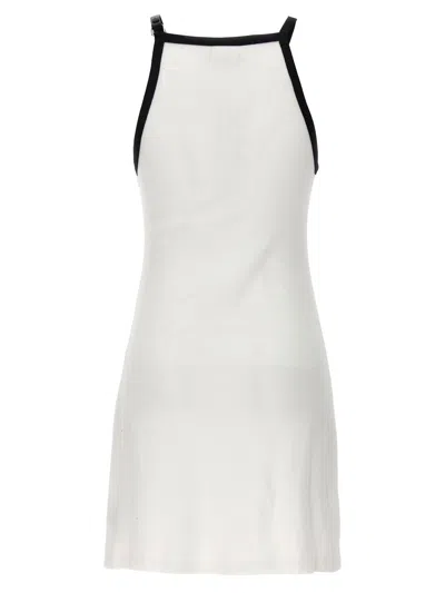 Shop Courrèges 'buckle Contrast' Dress In White/black