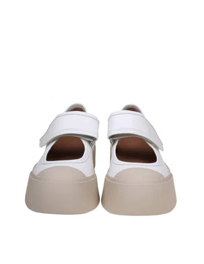 Shop Marni Leather Mary Jone Shoe In White