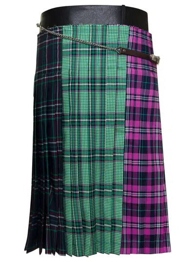 Shop Andersson Bell Midi Multicolor Skirt With Chain And Check Motif In Fabric Woman