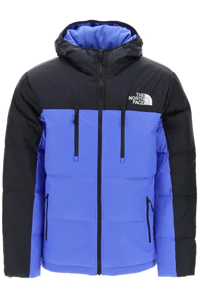 Shop The North Face Himalayan Short Hooded Down Jacket In Black,blue