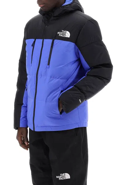 Shop The North Face Himalayan Short Hooded Down Jacket In Black,blue
