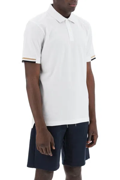 Shop Hugo Boss Boss Parlay Polo Shirt With Stripe Detail In White