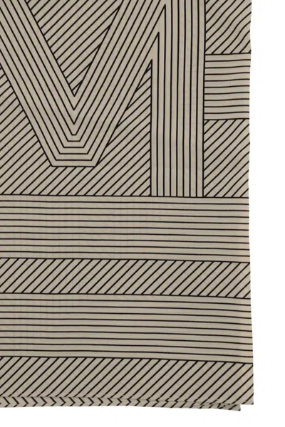 Shop Totême Toteme Silk Monogram Striped Scar In Beige
