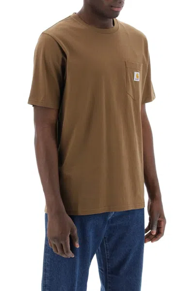 Shop Carhartt Wip T Shirt With Chest Pocket In Brown