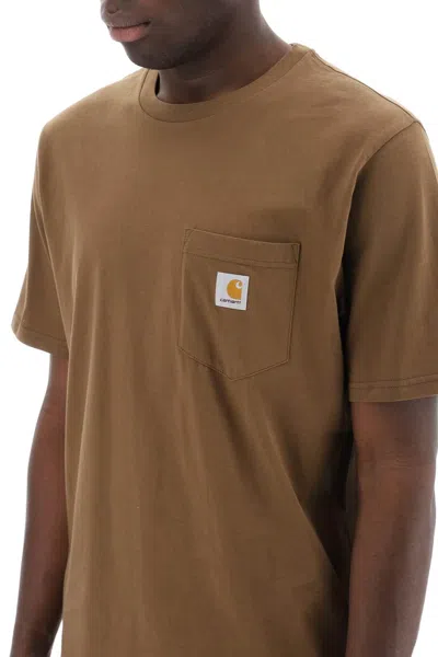 Shop Carhartt Wip T Shirt With Chest Pocket In Brown
