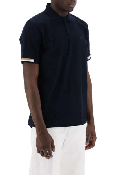 Shop Hugo Boss Boss Parlay Polo Shirt With Stripe Detail In Black