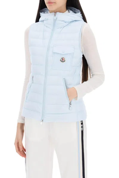 Shop Moncler Glicos Puffer Vest In Light Blue