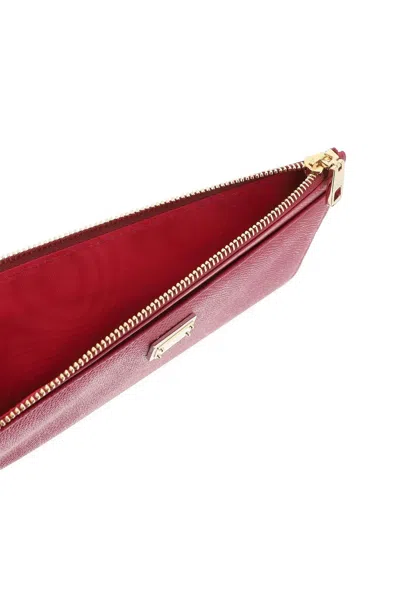 Shop Dolce & Gabbana Cardholder Pouch In Dauphine Calfskin In Pink,purple