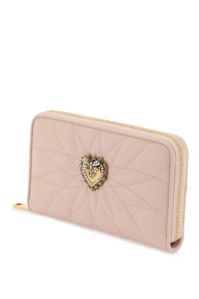 Shop Dolce & Gabbana Devotion Zip Around Wallet In Pink