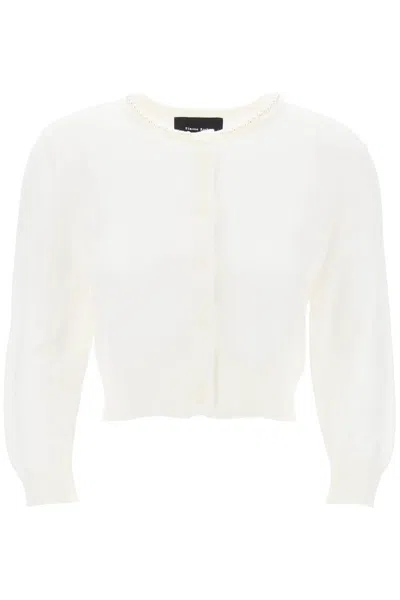 Shop Simone Rocha Cropped Cardigan With Pearls In White
