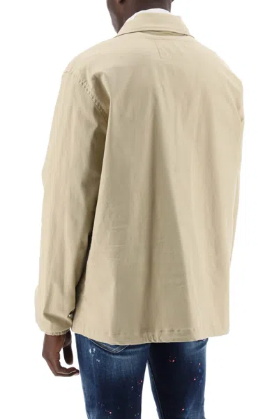 Shop Dsquared2 Cotton Coach Overshirt In Beige