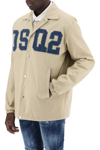 Shop Dsquared2 Cotton Coach Overshirt In Beige