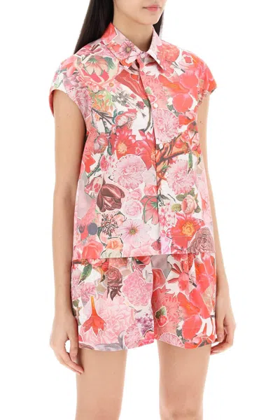 Shop Marni Sleeveless Shirt With Floral In White,pink