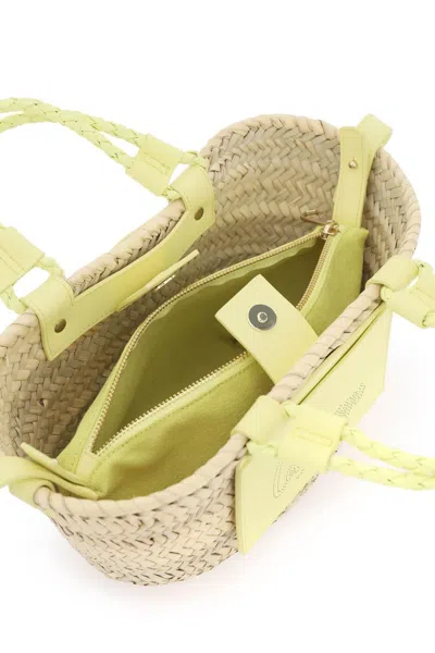 Shop Castaã±er Castañer Raffia Basket Bag For In Neutro,yellow