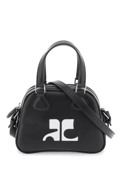 Shop Courrèges Courreges Mini Bowling Bag Purse In Black