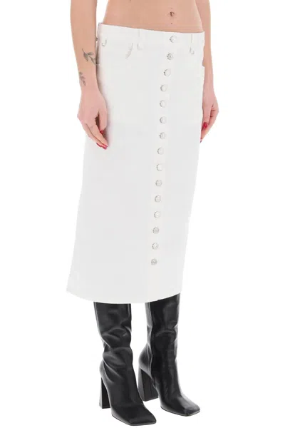 Shop Courrèges Courreges "denim Midi Skirt With Multif In White