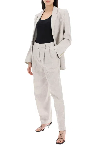 Shop Totême Toteme Tailored Trousers With Double Pleat In Grey,neutro