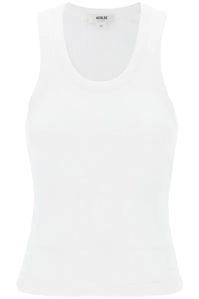 Shop Agolde Poppy Ribbed Tank Top In White