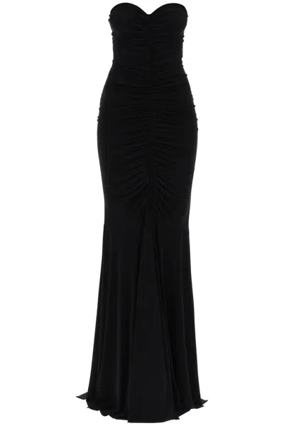 Shop Norma Kamali Strapless Mermaid Style Long Dress In Black