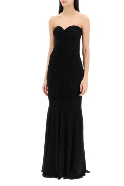 Shop Norma Kamali Strapless Mermaid Style Long Dress In Black