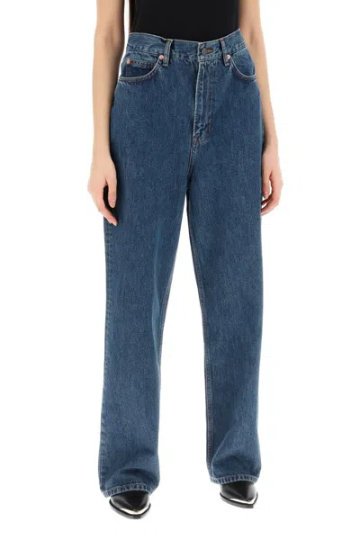 Shop Wardrobe.nyc Low Waisted Loose Fit Jeans In Blue