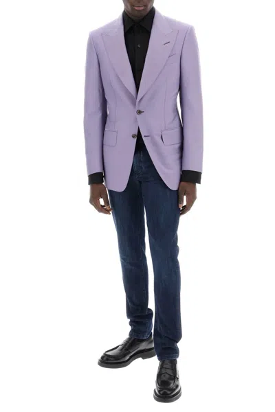 Shop Tom Ford Atticus Wool And Silk Blend Blazer In Purple