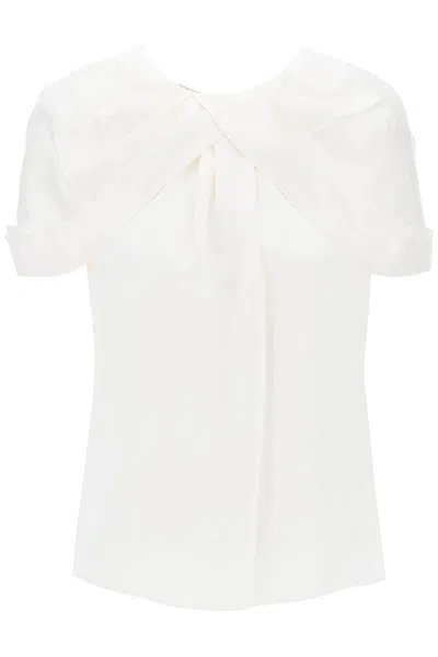 Shop Stella Mccartney Stella Mc Cartney Satin Blouse With Petal Sleeves In White