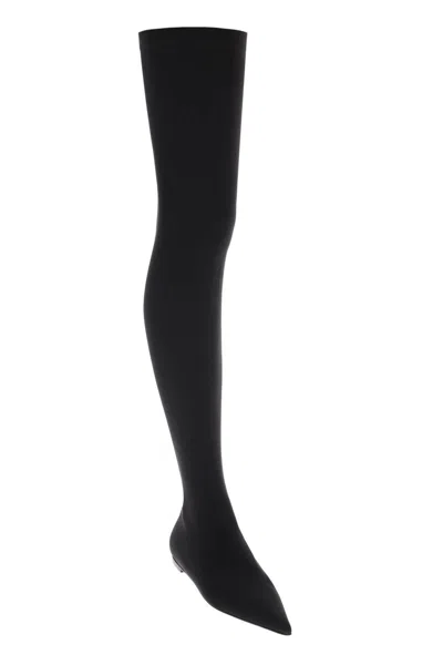 Shop Dolce & Gabbana Stretch Jersey Thigh High Boots In In Black
