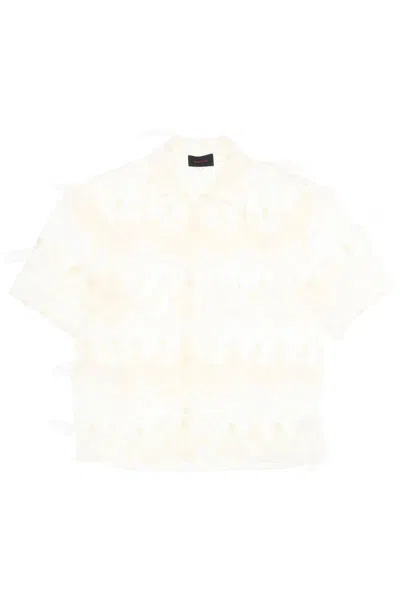 Shop Simone Rocha "tulle Shirt With Embroidered Details" In White