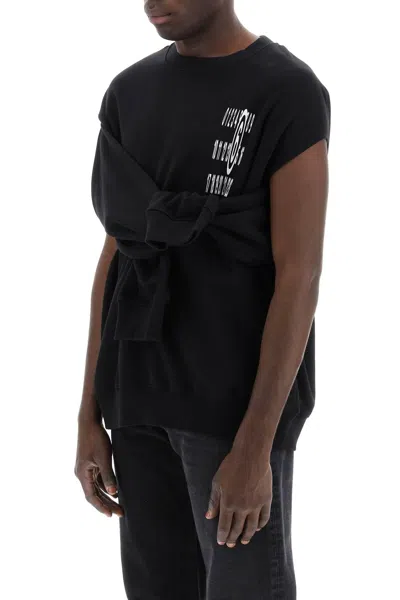 Shop Mm6 Maison Margiela "sweatshirt With Cut Out And Numeric In Black