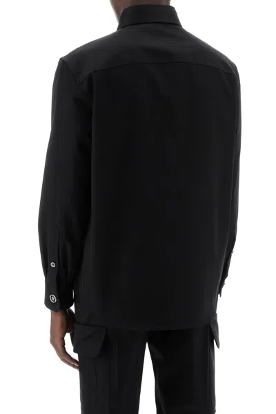 Shop Versace "medusa Cotton Twill Oversh In Black