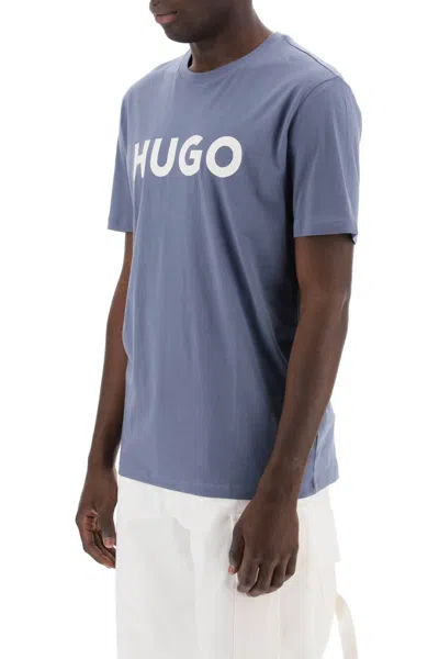 Shop Hugo Dulivio Logo T Shirt In Light Blue