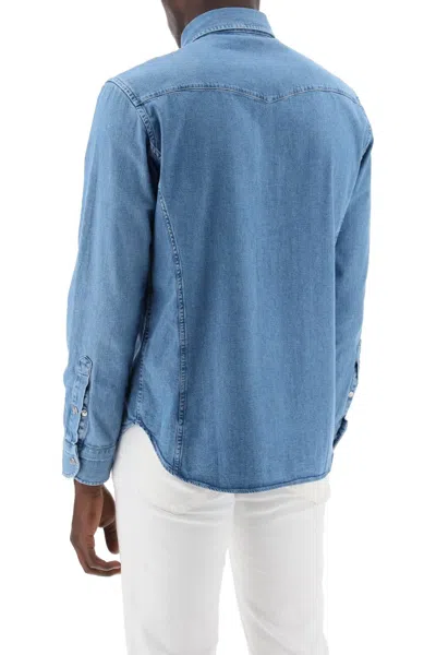 Shop Tom Ford Denim Western Shirt For Men In Blue