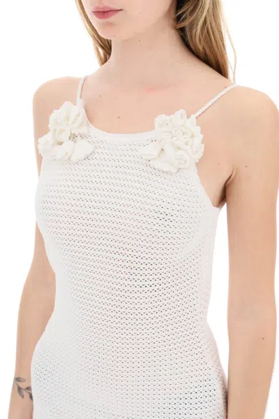 Shop Self-portrait Self Portrait Crochet Mini Dress With Flower Details In White