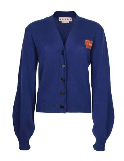 Shop Marni Cashmere Cardigan In Blue