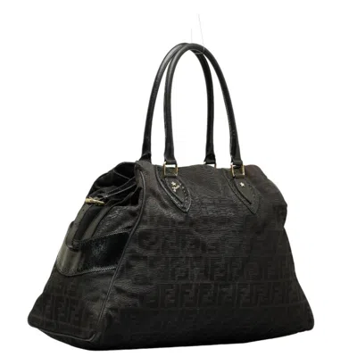 Shop Fendi Etniko Black Canvas Shoulder Bag ()