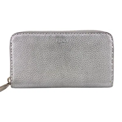 Shop Fendi Selleria Silver Leather Wallet  ()