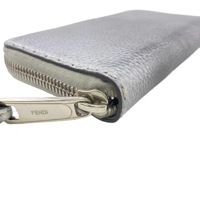 Shop Fendi Selleria Silver Leather Wallet  ()