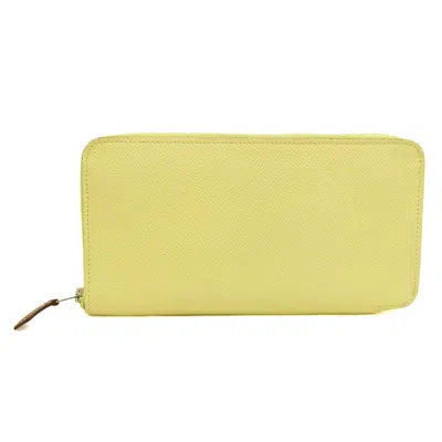 Shop Hermes Hermès Azap Yellow Leather Wallet  ()