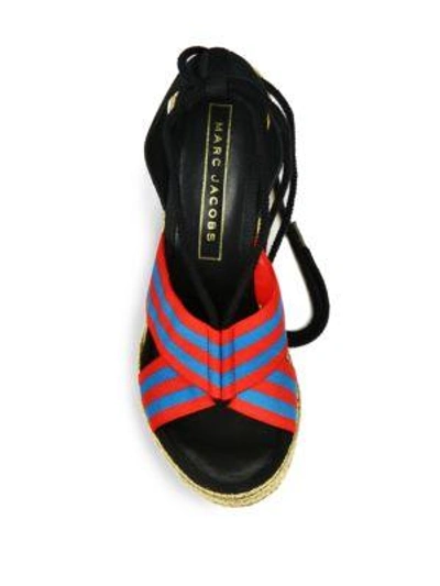 Shop Marc Jacobs Dani Metallic Espadrille Wedge Sandals In Red-blue