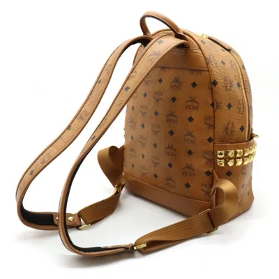 Shop Mcm Visetos Camel Canvas Backpack Bag ()