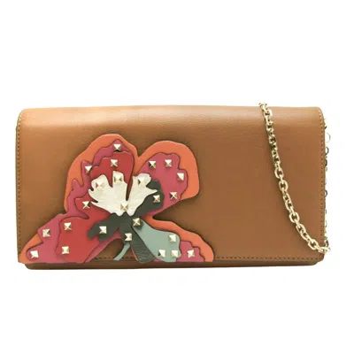 Shop Valentino Garavani Brown Leather Wallet  ()