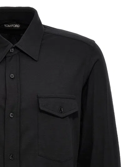 Shop Tom Ford Silk Blend Shirt In Black