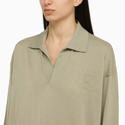 Shop Ami Alexandre Mattiussi Ami Paris Sage Green Wool Polo Shirt