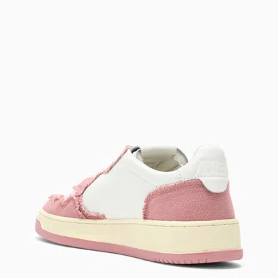 Shop Autry Medalist Sneakers In White Leather And Pink Denim