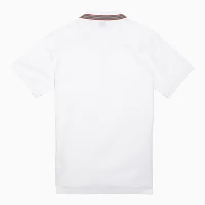 Shop Burberry Classic White Cotton Pique Polo Shirt